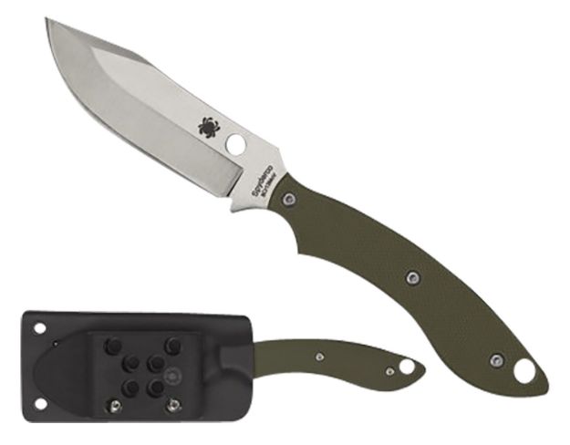 Picture of Spyderco FB49GPOD Stok  2.95" Fixed Bowie Plain Stonewashed 8Cr13MoV SS Blade/Olive Drab Textured G10 Handle Includes Sheath w/G-Clip