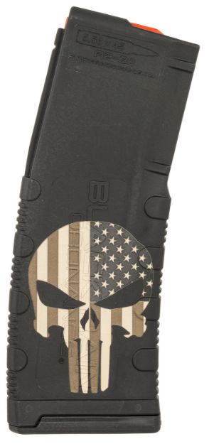 Picture of Black Rain Ordnance MAG30PUNISHW/FLAG Magazine  30rd 223 Rem/5.56 NATO Punisher American Flag Engraving Fits AR-15 Platform