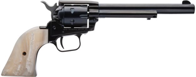 Picture of Heritage Mfg RR22MB6PRL Rough Rider  22 LR 22 WMR 6 Shot 6.50" Black Barrel, Cylinder & Frame, Altamont White Pearl Grips