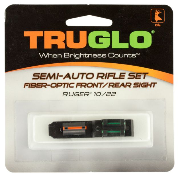 Picture of TruGlo TG111W Ruger 10/22 Fiber Optic Sight Set  Black Red Front, Green Rear for Ruger 10/22 (Except Takedown)