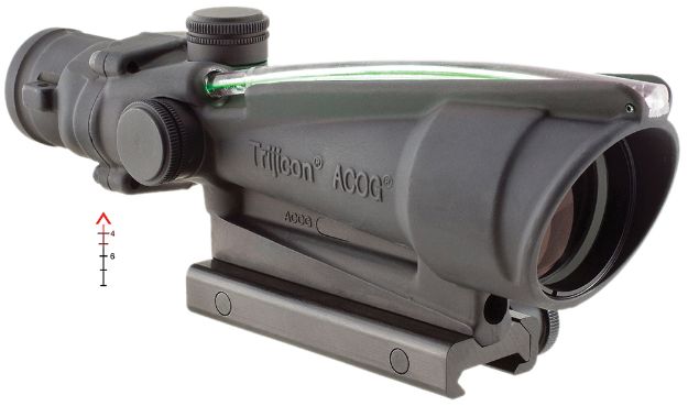 Picture of Trijicon 100144 ACOG  Black Hardcoat Anodized 3.5x35mm Illuminated Green Chevron .308/7.62 BDC Reticle