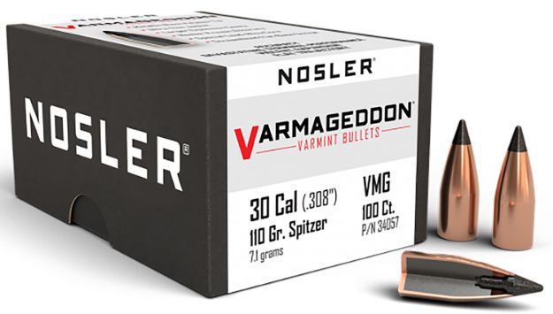 Picture of Nosler 34057 Varmageddon  30Cal 110gr Flat Base Tipped 100/Box