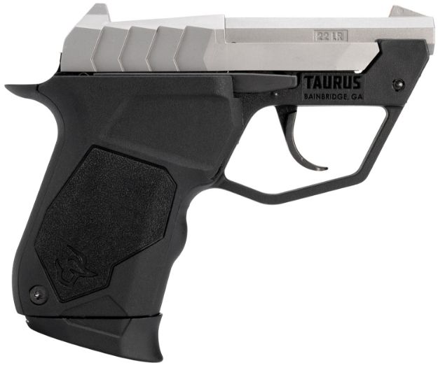 Picture of Taurus 1-22TUC139 22TUC  Micro-Compact Frame 22 LR 9+1 2.50" Matte Stainless Steel Tip-Up Barrel, Matte Stainless Serrated Stainless Steel Slide, Black Polymer Frame, Black Polymer Grip