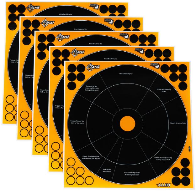 Picture of EZ-Aim 15248 Splash Reactive  Self-Adhesive Paper Black/Orange 12" Bullseye 5 Pack