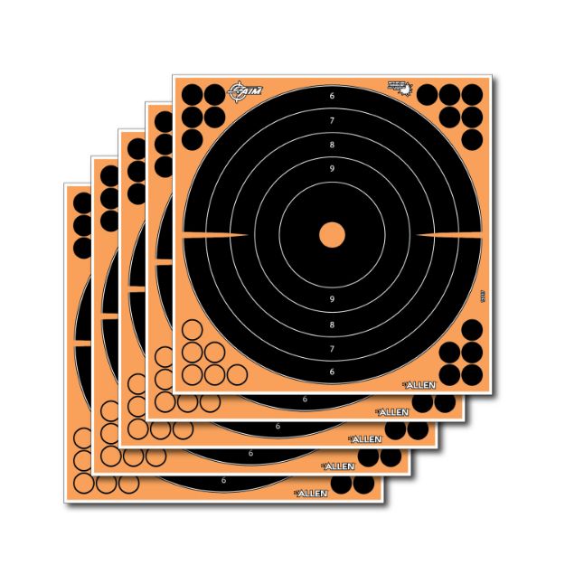 Picture of EZ-Aim 15317 Splash Reactive  Self-Adhesive Paper Black/Orange 12" Bullseye 5 Pack