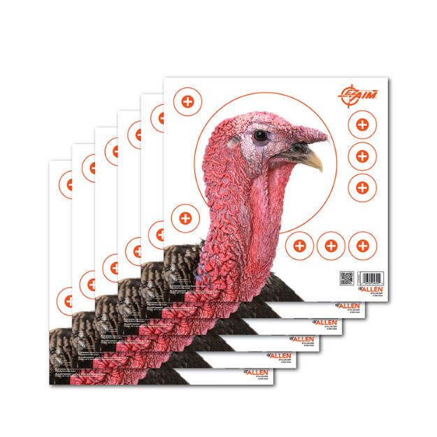 Picture of EZ-Aim 15322 Four Color  Turkey Hanging Paper Target, For Use With Shotguns, 12" x 12" Multi-Color 6 Pack