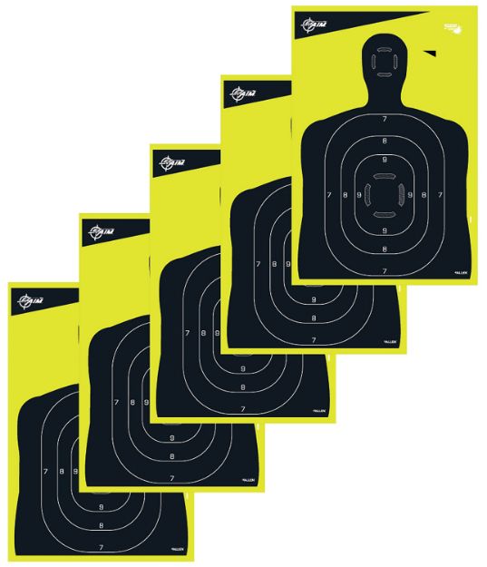 Picture of EZ-Aim 15330 Splash Reactive Target Silhouette Paper Hanging 12" x 18" Black/Yellow 5 Pack