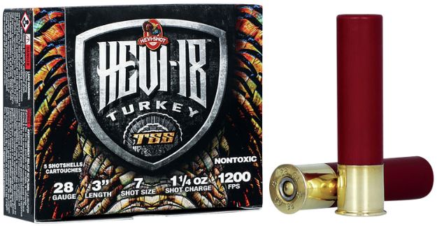 Picture of HEVI-Shot HS7287 HEVI-18 TSS Turkey 28Gauge 3" 1 1/4oz Tungsten 7Shot 5 Per Box/10 Case