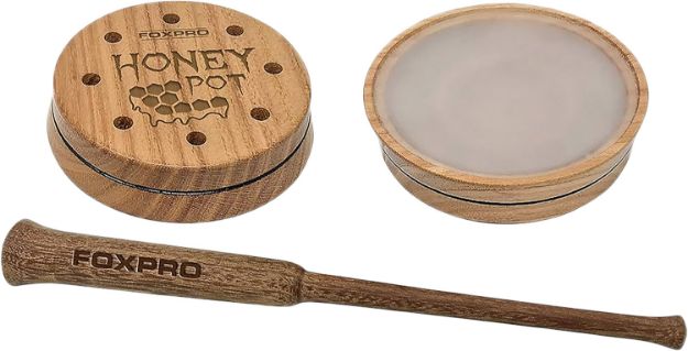 Picture of Foxpro HPCRYSTAL Honey Pot  Friction Call Turkey Sounds Attracts Turkeys Natural Honey Locust Wood/Crystal