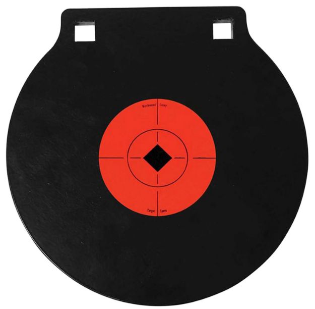 Picture of Birchwood Casey 47604 World of Targets Double Hole 8" Pistol/Rifle Black/Orange AR500 Steel Circle w/Crosshair & Diamond 0.38" Thick Hanging