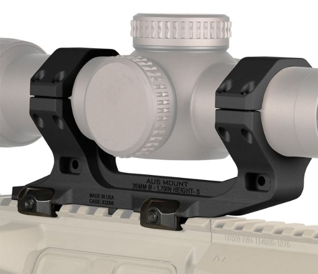 Picture of Reptilia LLC 100238 AUS Optic Mount Black 7075-T6 Aluminum 30mm Tube Mil-Spec 1913 Picatinny Rail Mount