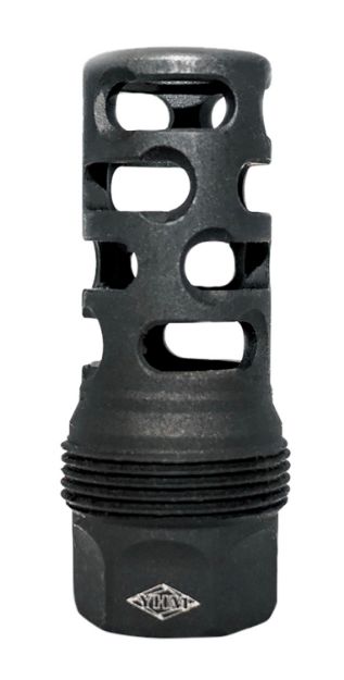 Picture of Yankee Hill 4405MB24 sRx Q.D. Muzzle Brake Long Black Phosphate Steel with 5/8"-24 tpi, 9mm, 2.30" OAL & 9.375" Diameter for sRx Adapters