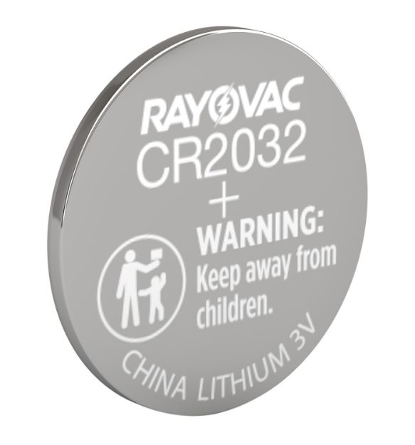 Picture of Rayovac KECR20321 CR2032 Lithium Coin Cell  Silver 3.0 Volts 225 mAh