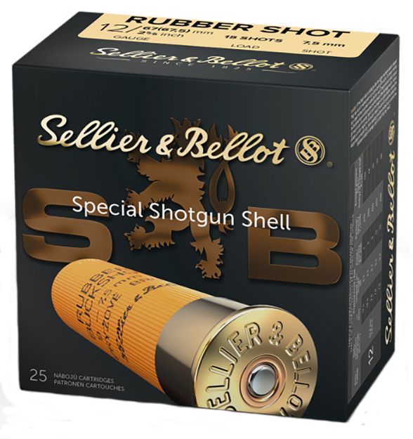 Picture of Sellier & Bellot SB12RSA Shotgun  12Gauge 2.75" 2 11/16oz 15 Rubber Pellets Shot 25 Per Box/10 Case