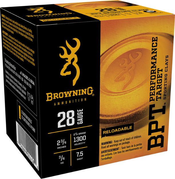 Picture of Browning Ammo B193632827 BPT Performance Target Sporting Clay 28Gauge 2.75" 3/4oz 7.5Shot 25 Per Box/10 Case