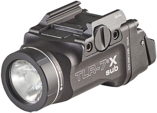 Picture of Streamlight 69404 TLR-7 X Sub USB  Black Anodized 6000 Series Aluminum Springfield Armory Hellcat Subcompact Pistol with Accessory Rail 500 Lumens White LED Bulb 141 Meters Beam Rail Clamp Mount