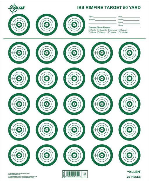 Picture of EZ-Aim 15582 Official IBS  Rimfire Target  Non-Adhesive White/Green 25 Pack