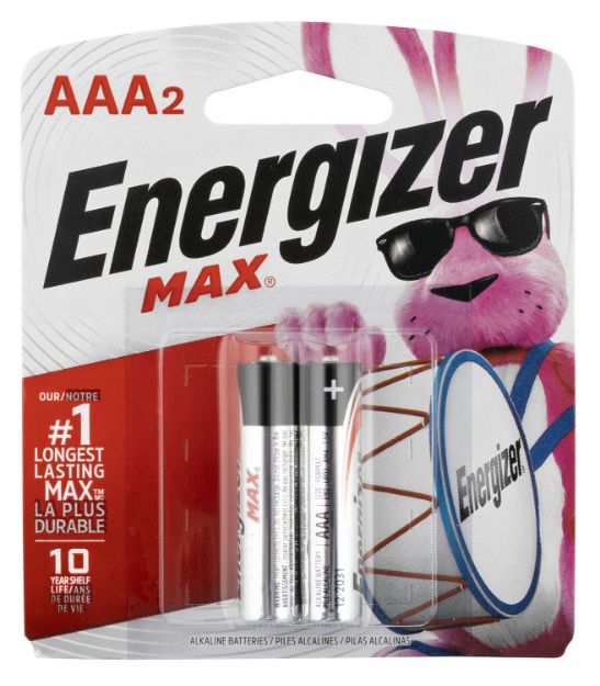 Picture of Energizer E92BP2 AAA Max Black/Silver 1.5V Alkaline Qty (2) Single Pack