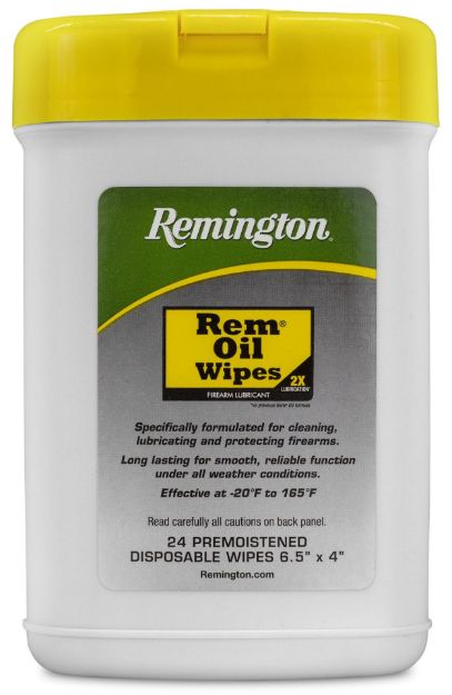 Picture of Remington Accessories 16325 Rem Oil  Cleans/Lubricates/Protects Wipes 24 Count