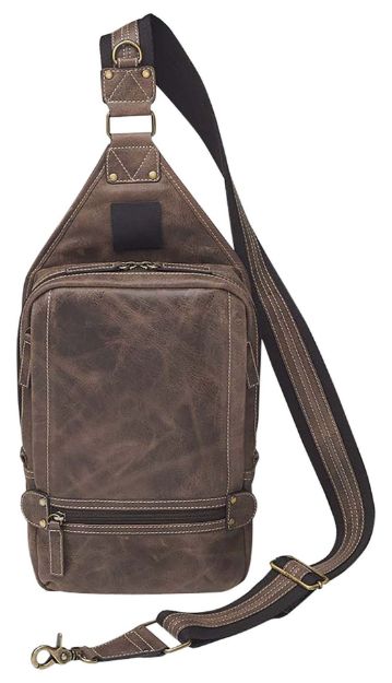 Picture of Gun Tote'n Mamas/Kingport GTMCZY108 Sling Backpack  Brown Leather Includes Standard Holster