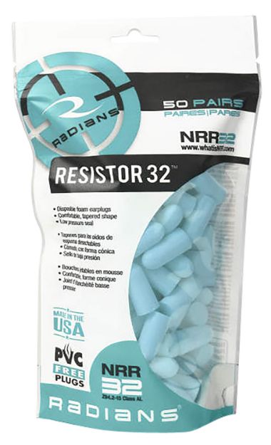 Picture of Radians FP70ABG/50 Resistor Earplugs Foam 32 dB In The Ear Aqua Blue Adult 50 Pair