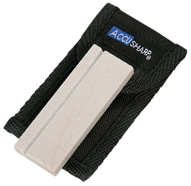 Picture of AccuSharp 024C Pocket Stone  Natural Arkansas Stone Sharpener White Includes Belt Carry Pouch