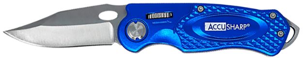 Picture of AccuSharp 701C Sport  3" Folding Plain Stainless Steel Blade/Blue Anodized Aluminum Handle Includes Belt Clip