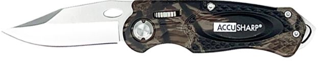 Picture of AccuSharp 704C Sport  3" Folding Plain Stainless Steel Blade/Camo Anodized Aluminum Handle Includes Belt Clip