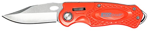 Picture of AccuSharp 709C Sport  3" Folding Plain Stainless Steel Blade/Blaze Orange Anodized Aluminum Handle Includes Belt Clip