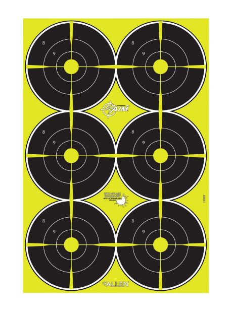 Picture of EZ-Aim 15355 Splash Reactive  Bullseye Hanging Paper 12" x 18" Black/Yellow Yellow 8 Pack