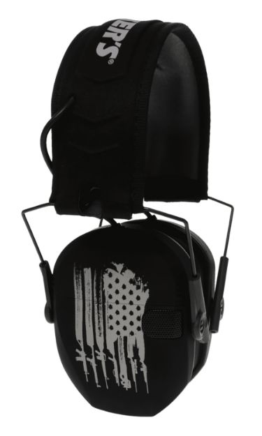 Picture of Walker's WPRSEMFSFLG Razor Slim Electronic Freedom Muff 23 dB Over the Head Black w/Distressed U.S Flag Polymer