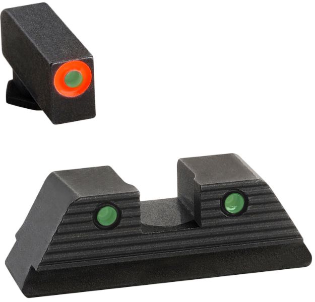 Picture of AmeriGlo GL816 Trooper Sight Set for Glock  Green Tritium Orange Outline Front Sight-Green Tritium Black Outline Rear Sight