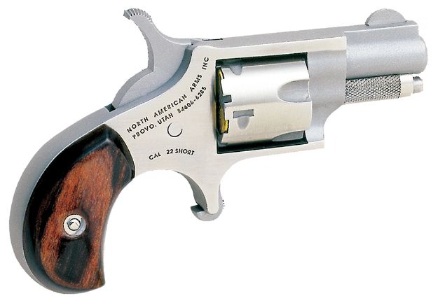 Picture of North American Arms 22S Mini-Revolver  22 Short 5rd 1.13" Barrel, Overall Stainless Steel Finish, Rosewood Birdshead Grip