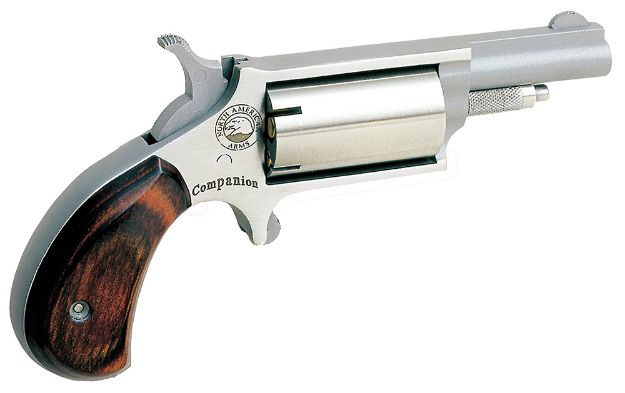 Picture of North American Arms 22MCB Companion  SAO 22 Cal #11 Percussion 1.63" 5 rd Stainless Steel Rosewood Birdshead Grip