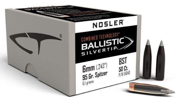 Picture of Nosler 51040 Ballistic Silvertip  6mm 95gr Spitzer Point 50/Box