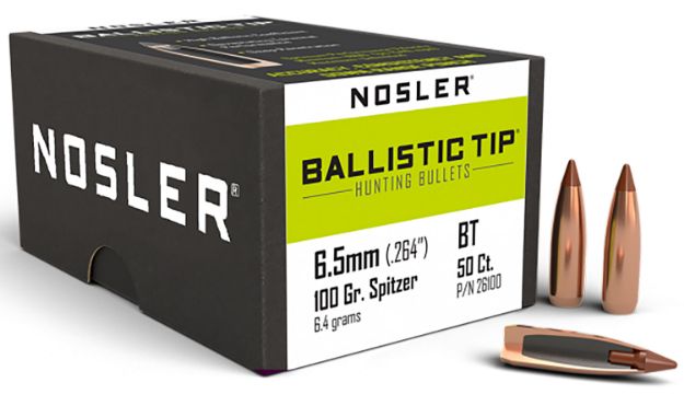 Picture of Nosler 26100 Ballistic Tip  6.5Creedmoor 100gr Spitzer 50/Box