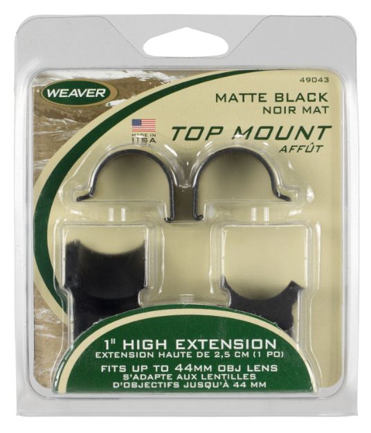 Picture of Weaver Mounts 49043 Detachable Extension Top Mount Rings  Matte Black 1" Extra High