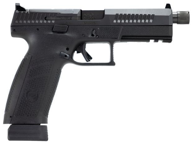 Picture of CZ-USA 91556 P-10 F  9mm Luger 21+1 5.10" Black Steel Threaded Barrel, Black Nitride Optic Ready/Serrated Steel Slide, Black Polymer Frame w/Picatinny Rail, Ambidextrous