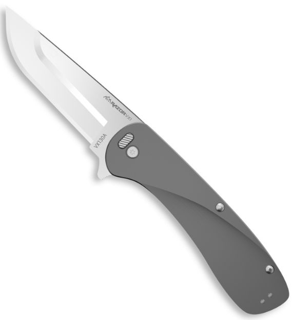 Picture of Outdoor Edge VX130A Razor VX1 EDC 3" Folding Plain Satin 420J2 SS Blade, Gray Anodized Aluminum Handle