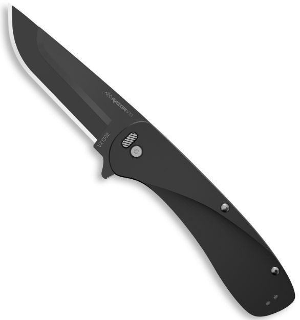 Picture of Outdoor Edge VX130B Razor VX1 EDC 3" Folding Plain Black Oxide 420J2 SS Blade, Black Anodized Aluminum Handle