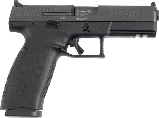 Picture of CZ-USA 91591 P-10 F Full Size Frame 45 ACP 13+1 4.50" Black Steel Barrel, Optic Ready/Serrated Black Polymer Frame w/Picatinny Rail, Textured Grip