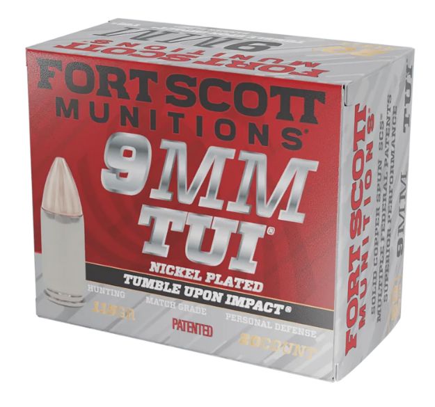 Picture of Fort Scott Munitions 9MM115SCVNIC Tumble Upon Impact (TUI)  9mmLuger 115gr Solid Copper Spun 20 Per Box/25 Case