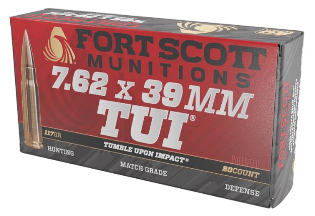 Picture of Fort Scott Munitions 762X39117SCV Tumble Upon Impact (TUI) Rifle 7.62x39mm 117gr Solid Copper Spun 20 Per Box/10 Case