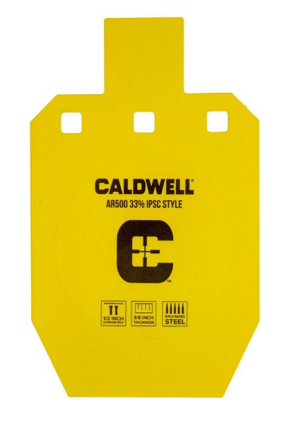 Picture of Caldwell 1116697 C  Yellow Powder Coat AR500 Steel 10" L x 6.1" W x 0.4" D 33% Hanging