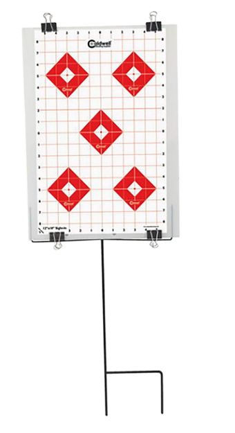 Picture of Caldwell 110005 Ultra Portable Target Stand Black/Red/White Steel Silhouette/Shapes Standing Includes 8 Silhouette Targets/8 Sight-In Targets