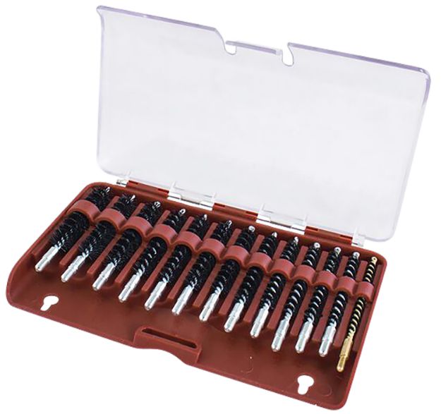 Picture of Tipton 615333 Bore Brush Set  .17-.45 Cal Rifle Firearm 8-32/5-40 Thread Stainless Steel Nylon Bristles Bronze Includes Storage Box