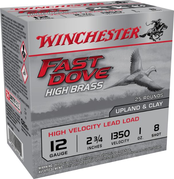 Picture of Winchester Ammo WFD128B Fast Dove & Clay High Brass 12Gauge 2.75" 1oz 8Shot 25 Per Box/10 Case