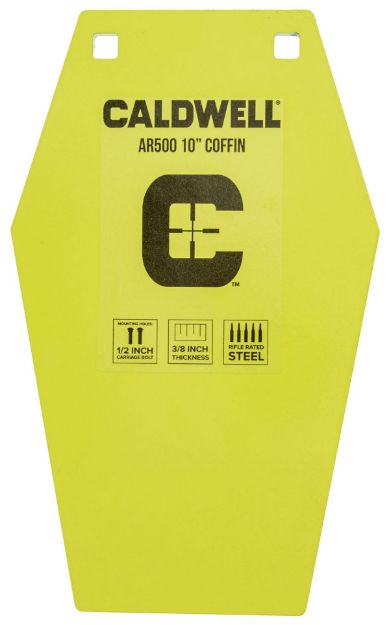 Picture of Caldwell 1116693 C  10" Coffin CP4 Yellow Powder Coat AR500 Steel Hanging