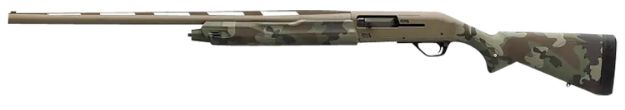 Picture of Winchester Repeating Arms 511313291 SX4 Hybrid Hunter 12 Gauge 3.5" Chamber 4+1 2.75" 26", FDE Cerakote Rec/Barrel, Woodland Camo Furniture, Fiber Optic Front Sight Left Hand