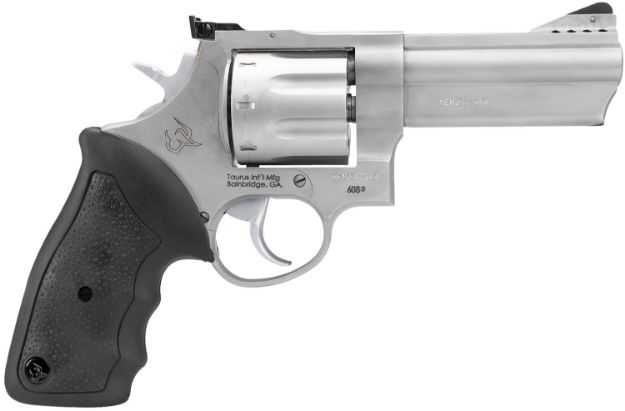 Picture of Taurus 2608049 608  38 Special +P or 357 Mag 8 Shot 4" Ported Barrel, Overall Matte Finish Stainless Steel, Finger Grooved Black Rubber Grip & Adjustable Rear Sight